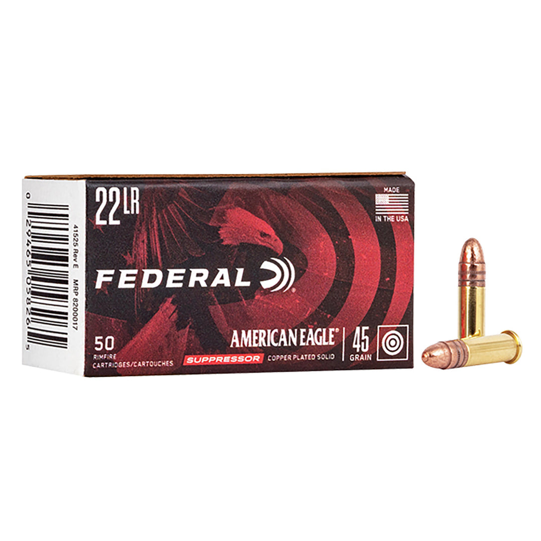 Federal .22LR American Eagle 45Gr Super Suppressed Rimfire Ammo - 50 Rounds .22 LR