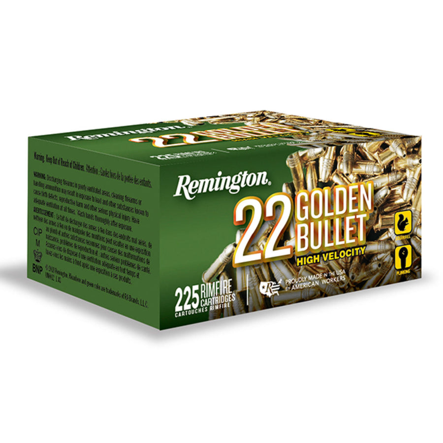 Remington Golden Bullet 22 LR 36 Grain - 1280 FPS - Hollow Point - Rimfire Ammo - 225 Rounds .22 LR