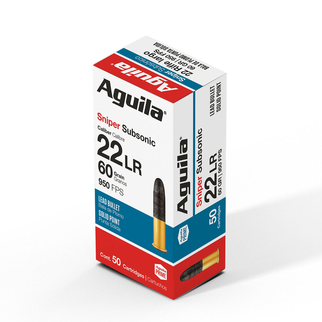 Aguila Sniper Subsonic .22LR 60gr Lead SP Rimfire Ammo - 50 Rounds
