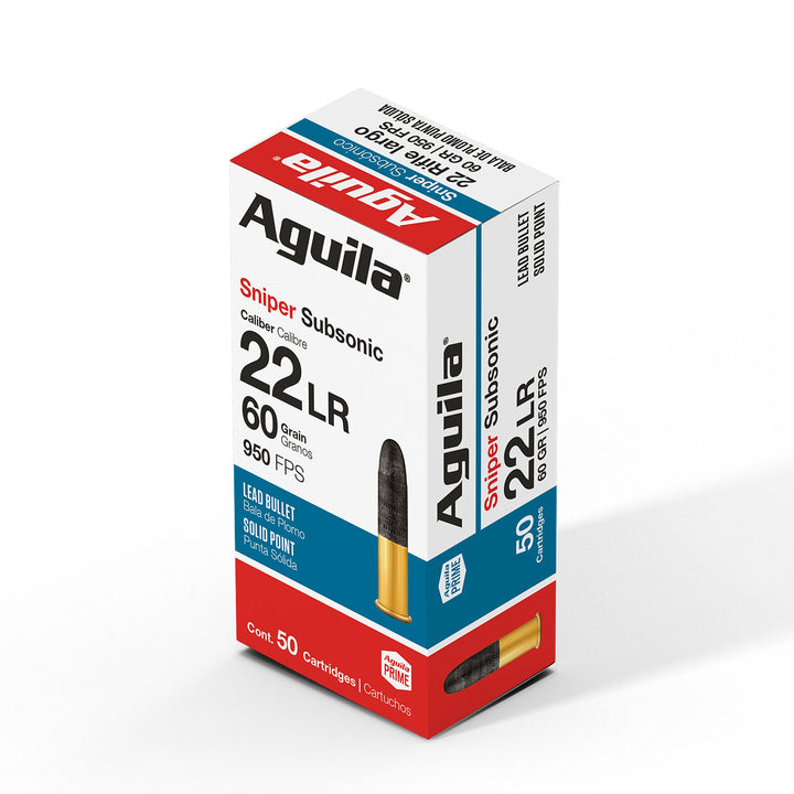 Aguila Sniper Subsonic .22LR 60gr Lead SP Rimfire Ammo - 50 Rounds
