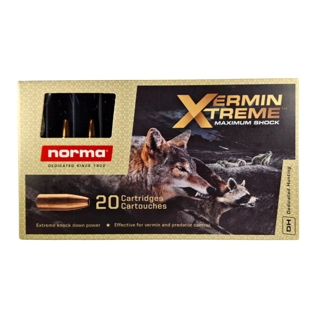 Norma 22-250 Rem 55gr Vermin Xtreme HP Centrefire Ammo - 20 Rounds