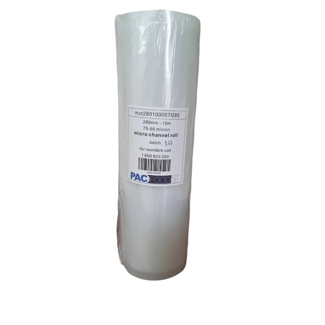 Pac Food Micro-Channel Vac Bag Roll - 85 Microns - 220mm Wide - 10m Roll