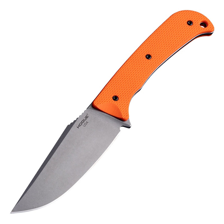 Hogue Extrak XL Knife 3.9" Fixed Clip Point Blade Magnacut - Tumbled Finish - G10 Solid Orange Peel Ply Scales