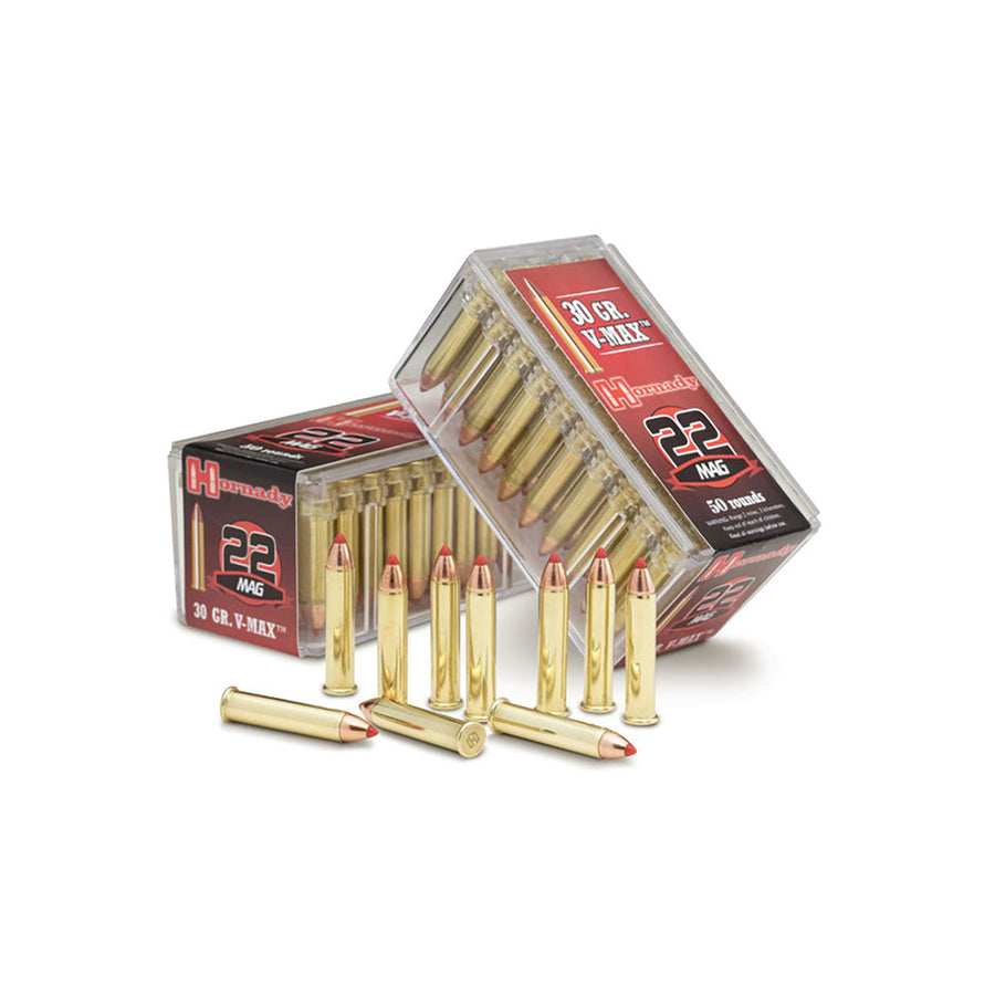 Hornady V-Max .22 WMR 30gr Polymer Tip Rimfire Ammo - 50 Rounds