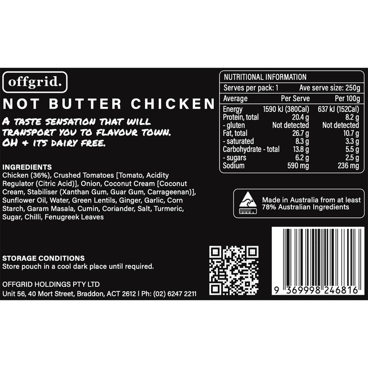 Offgrid Provisions Not Butter Chicken - Heat & Eat Meal