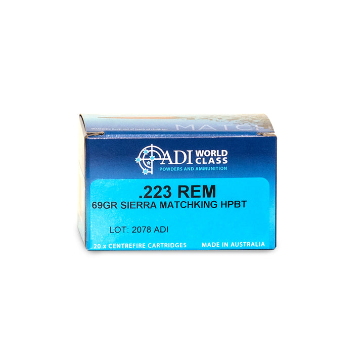 ADI WORLD CLASS 223REM 69GR Sierra Match King Centrefire Ammo - 5 Rounds .223 REM
