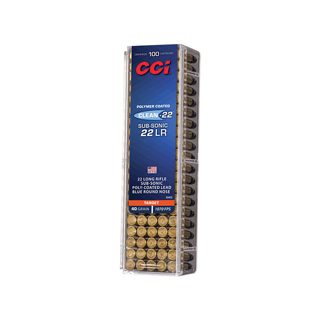 CCI 22LR CLEAN-22 BLUE 40GR SV TARGET LRN 1070FPS - 100 Rounds .22 LR