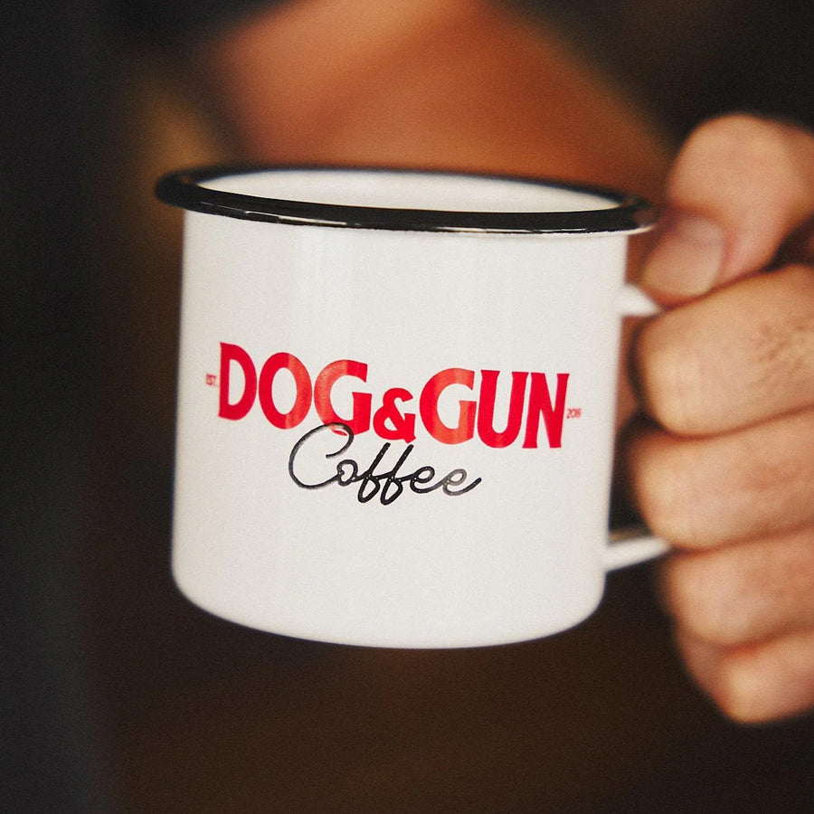 Dog & Gun 300ml Enamel Logo Mug White