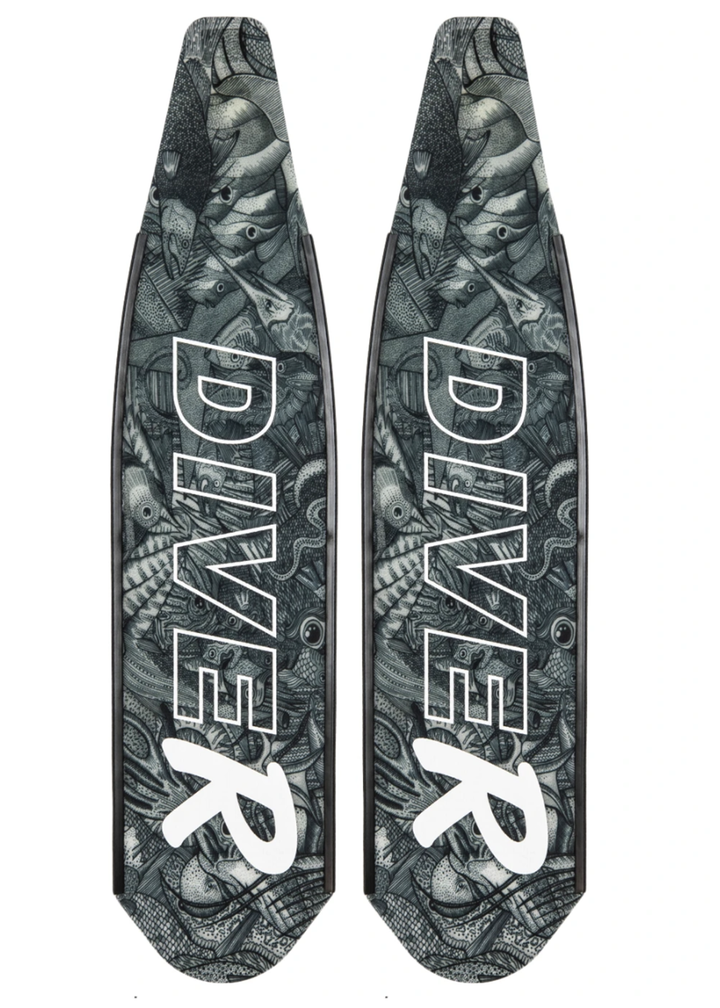 DiveR Carbon Blades - Monochrome Reef Life