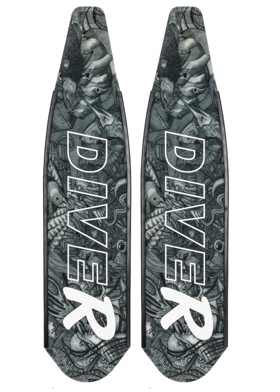 DiveR Carbon Blades - Monochrome Reef Life