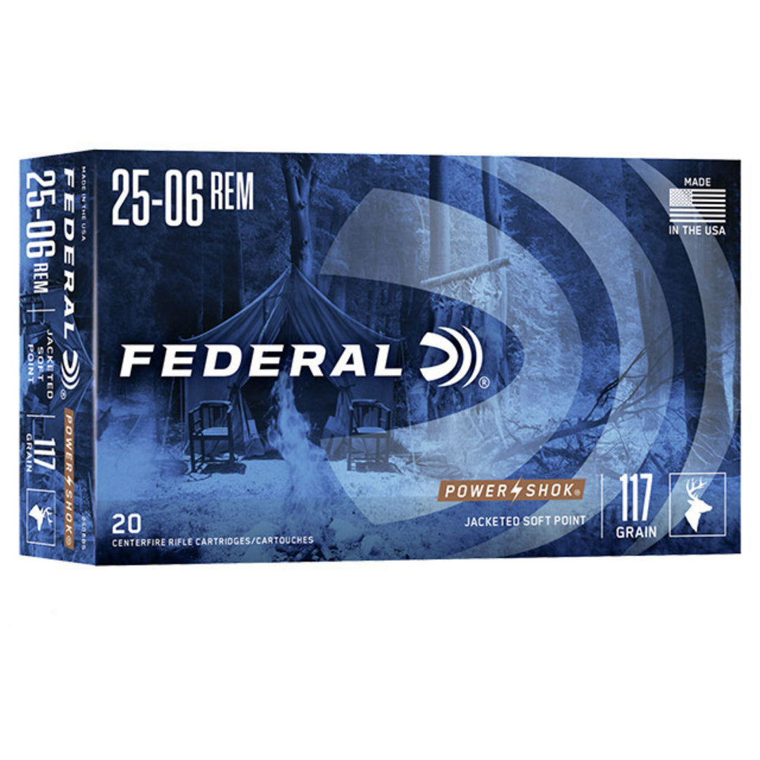 Federal Power-Shok 25-06 Rem 117 Grain - Soft Point - Centrefire Ammo - 20 Rounds .25-06 REM