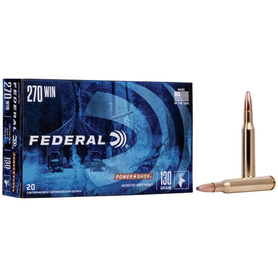 Federal Power-Shok 270 Win 130 Grain - Soft Point - Centrefire Ammo - 20 Rounds .270 WIN