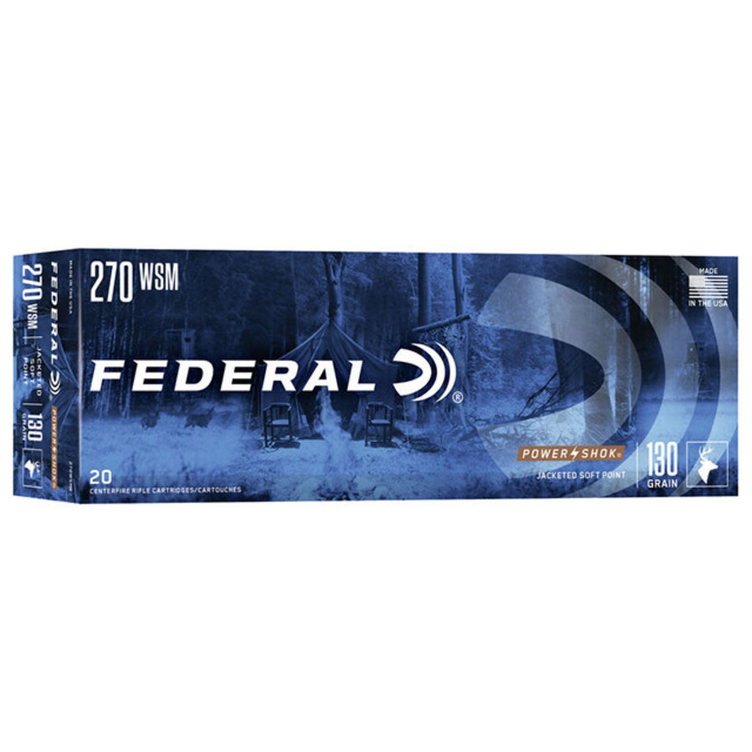 Federal Power-Shok 270 WSM 130 Grain - Soft Point - Centrefire Ammo - 20 Rounds .270 WSM