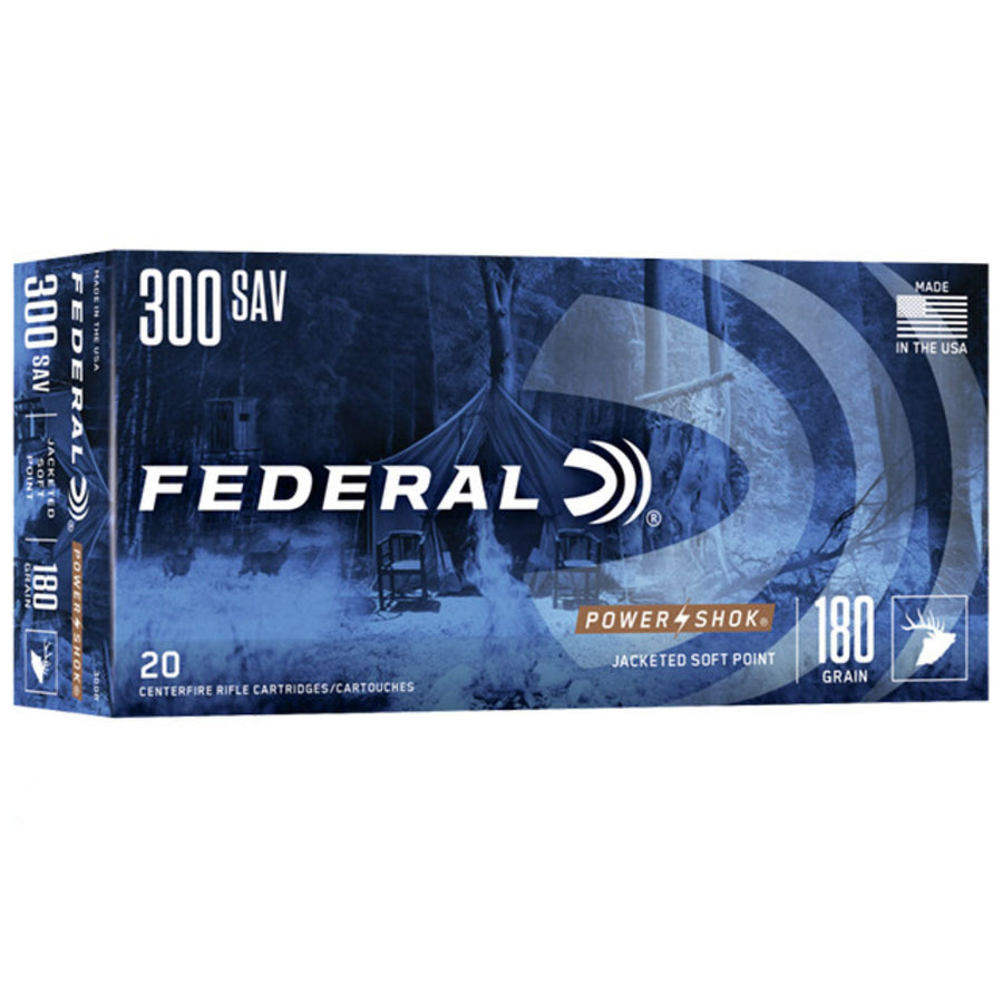 Federal Power-Shok 300 Savage 180 Grain - Soft Point - Centrefire Ammo - 20 Rounds .300 SAVAGE