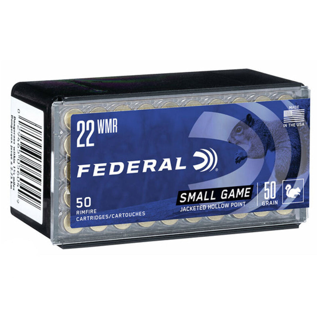 Federal Game-Shok 22 WMR 50 Grain - 1530 FPS - Jacketed Hollow Point - Rimfire Ammo - 50 Rounds .22 WMR