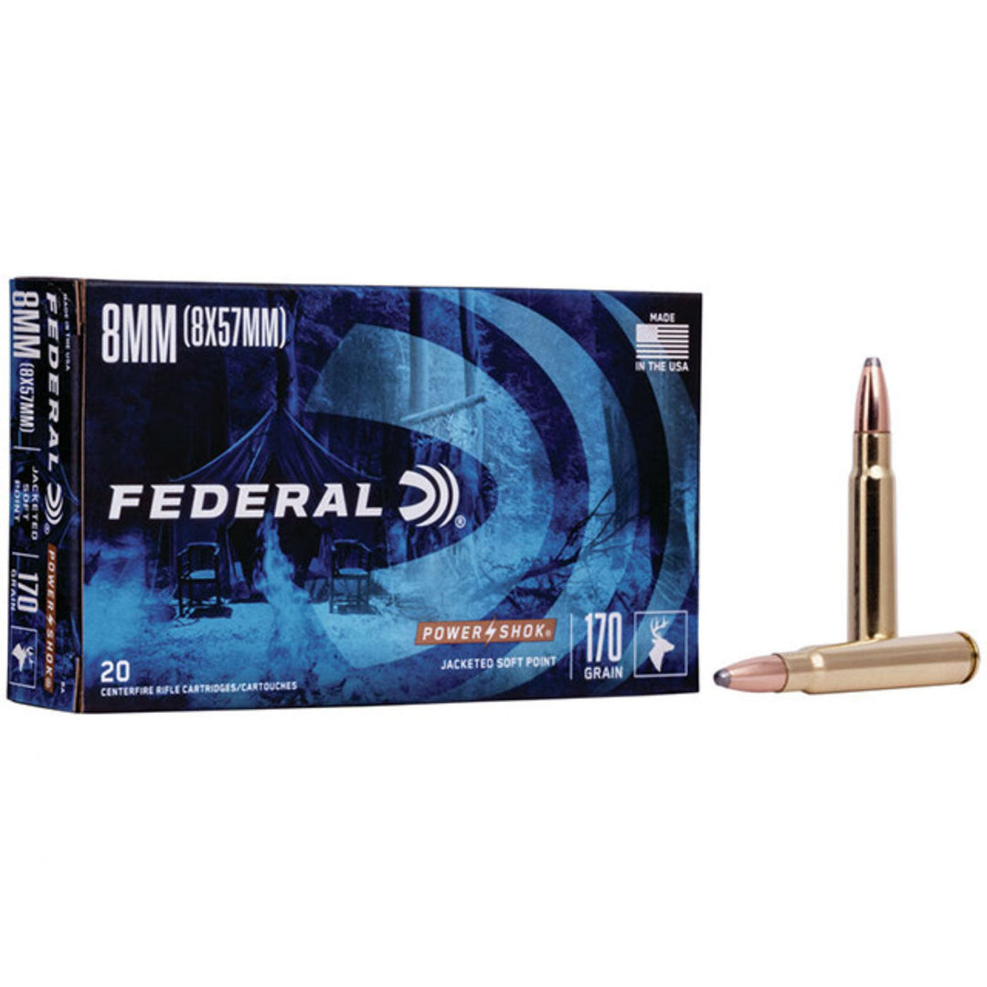 Federal Power-Shok 8x57mm Mauser 170 Grain - Soft Point - Centrefire Ammo - 20 Rounds 8x57mm