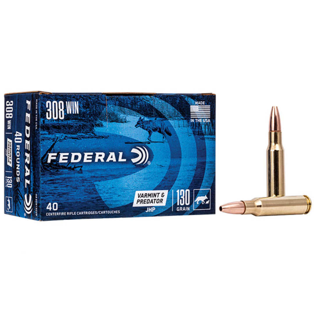 Federal American Eagle Varmint 308 Win 130 Grain - Hollow Point - Centrefire Ammo - 40 Rounds .308 WIN