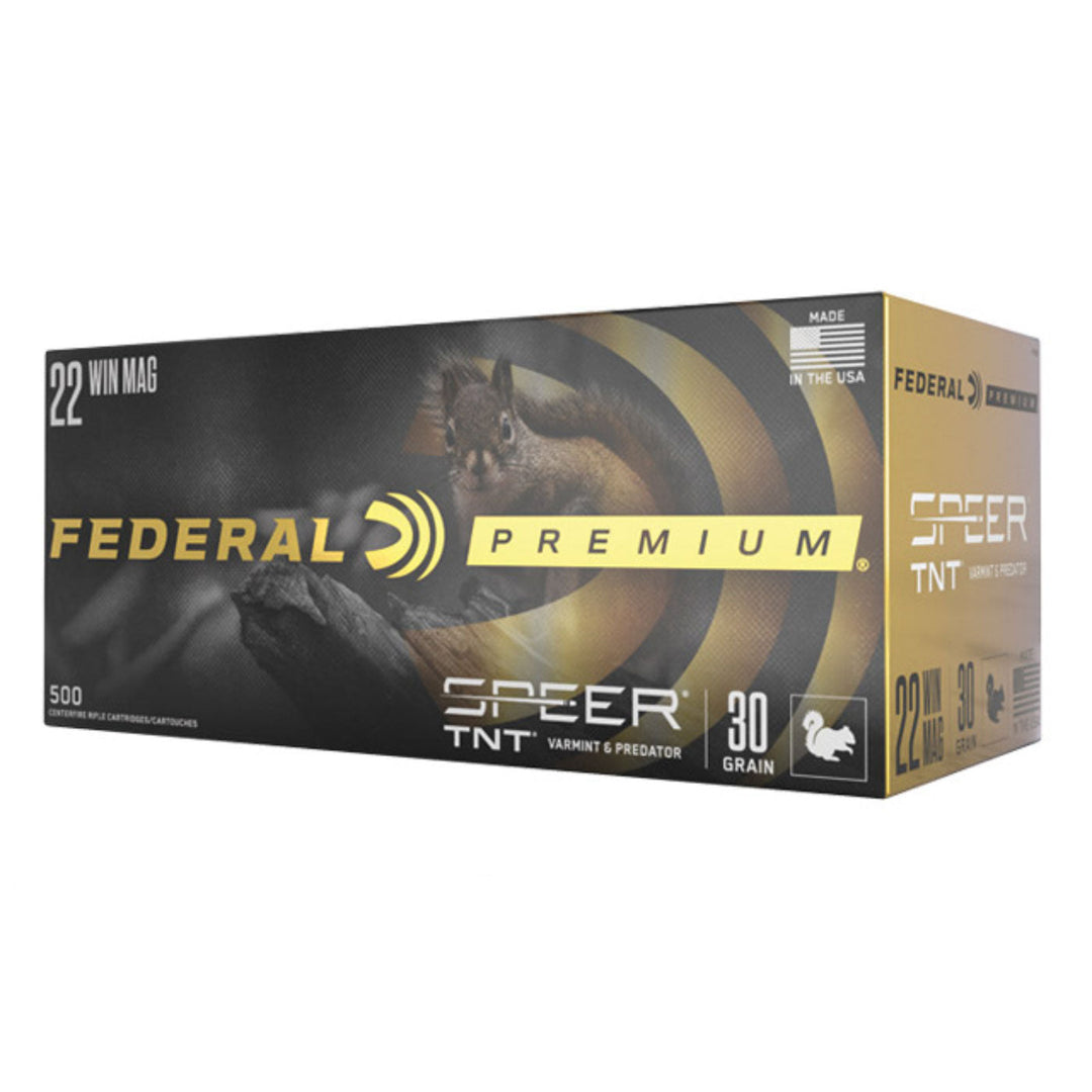 Federal TNT JHP 22 WMR 30 Grain - 2200 FPS - Jacketed Hollow Point - Rimfire Ammo - 50 Rounds .22 WMR
