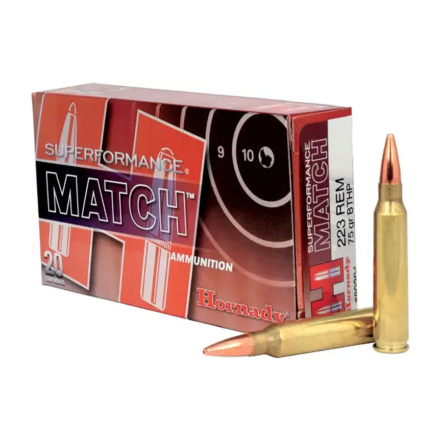 Hornady Superformance MATCH .223 REM 75Gr BTHP Centrefire Ammo - 20 Rounds