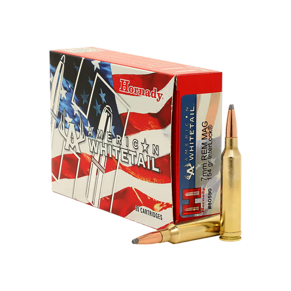 Hornady American Whitetail 7mm REM MAG 154Gr Soft Point Centrefire Ammo - 20 Rounds
