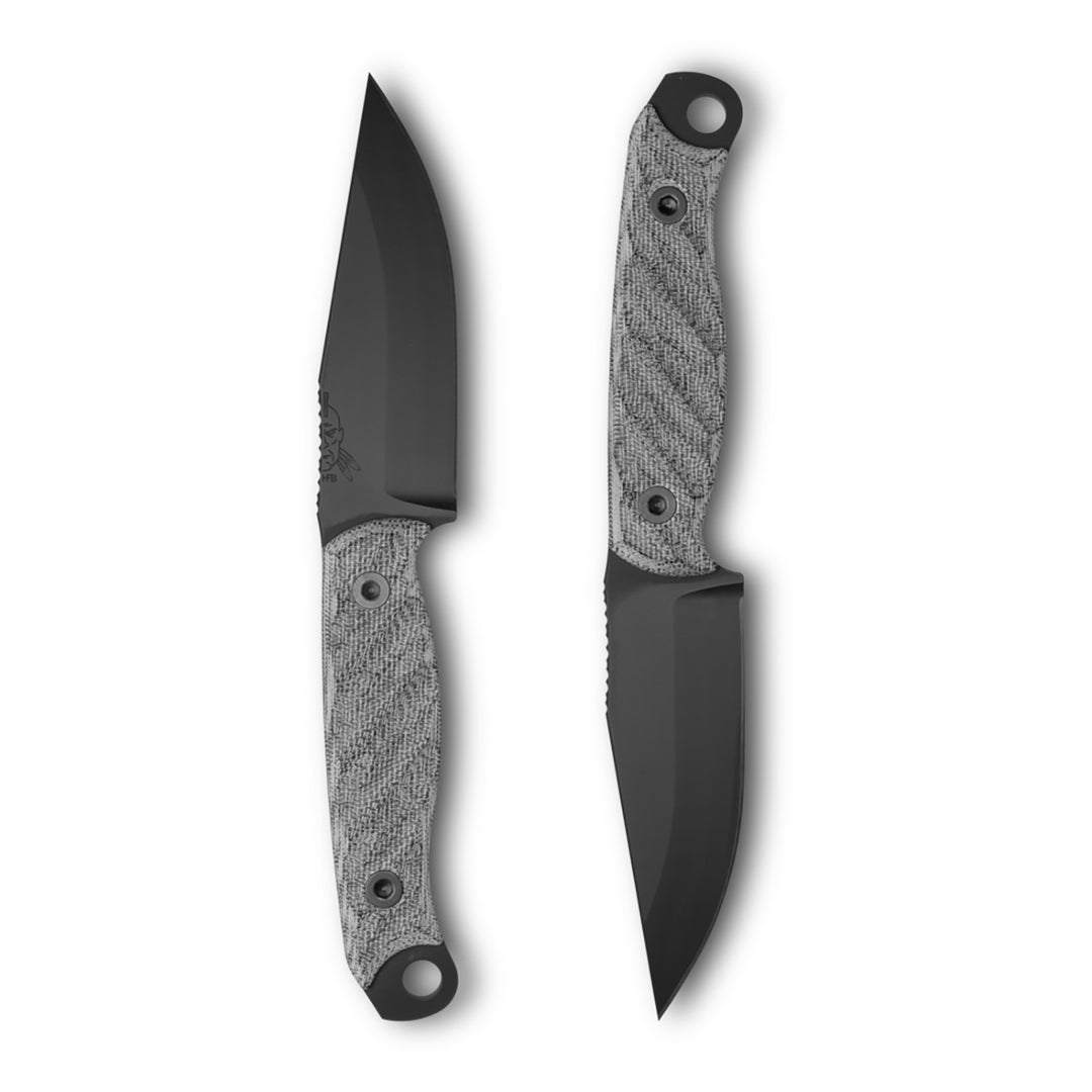 Half Face Blades Crow Jr Knife - 4.1in Black Micarta S45VN