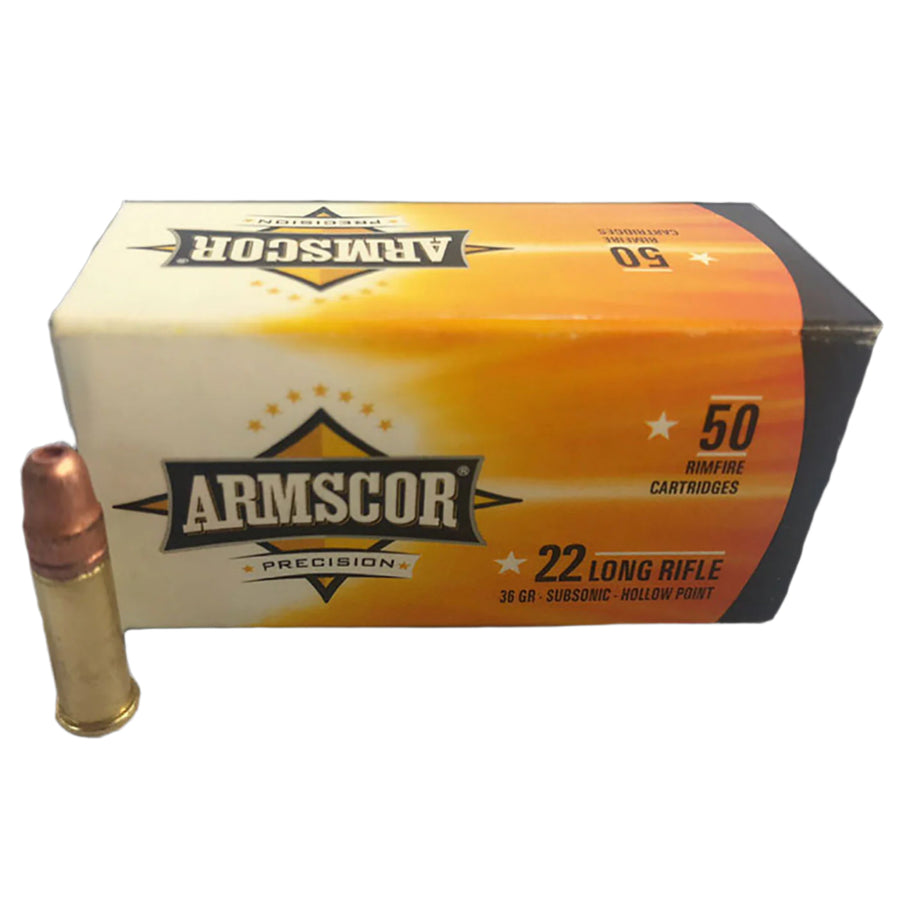 PPU Armscor 22lr Subsonic 40gr HP Rimfire Ammo - 50 Rounds .22 LR