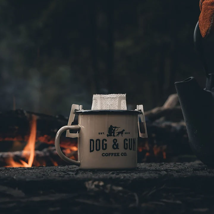 Dog & Gun Enamel Mug - 300mL Sandy Taupe