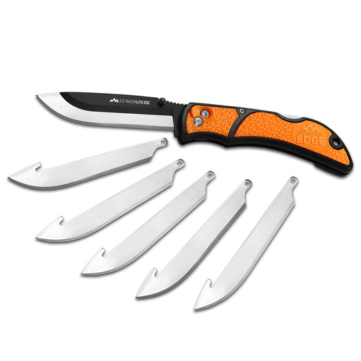Outdoor Edge Razor-Lite Edc Orange Replaceable Blade Knife + 5 Spare Blades