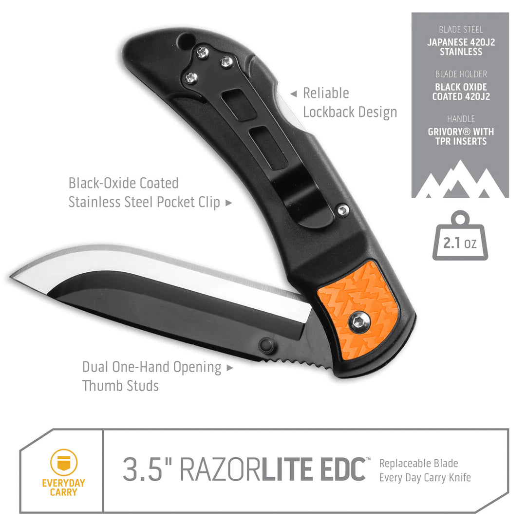 Outdoor Edge Razor-Lite Edc Orange + 6 Spare Blades