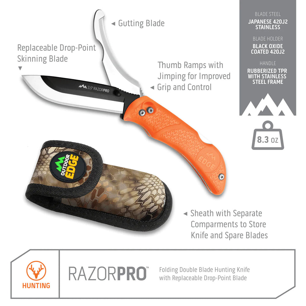 Outdoor Edge Razor-Pro With Guthook + 6 Spare Blades
