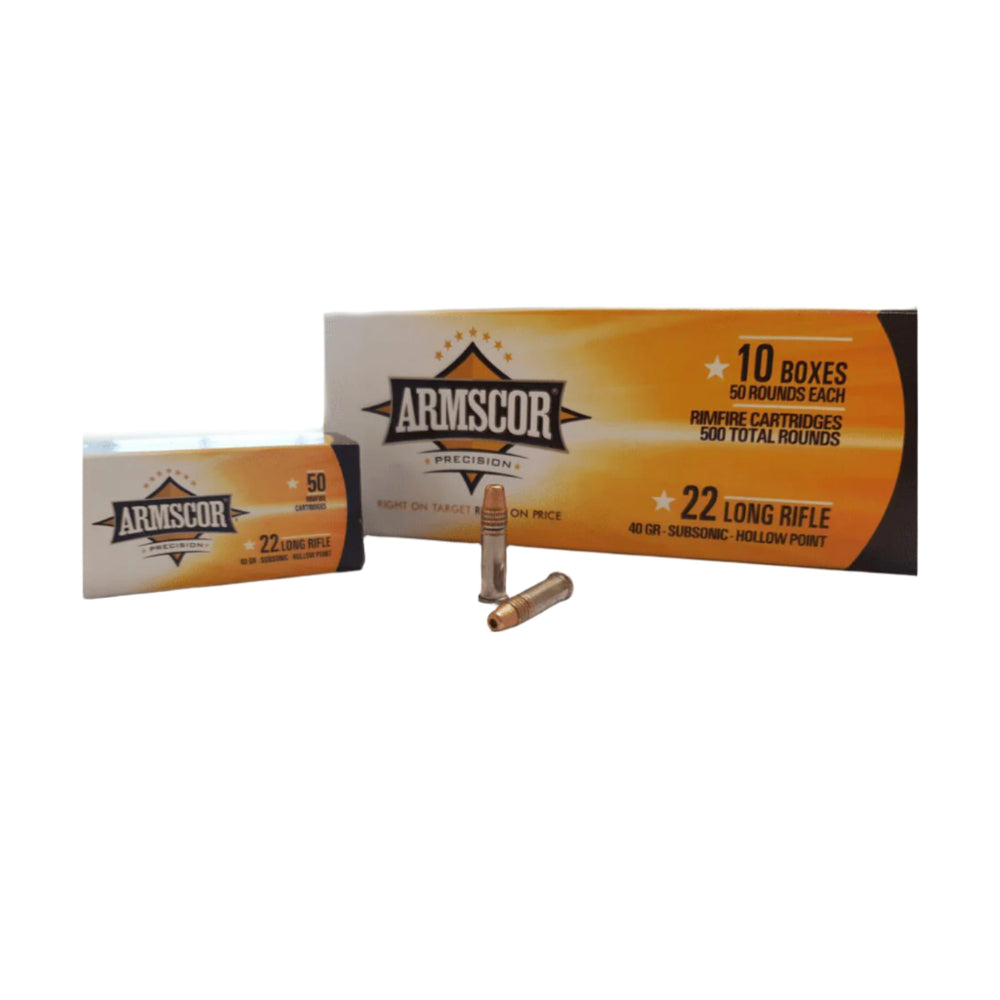 PPU Armscor 22lr Subsonic 40gr HP Rimfire Ammo - 50 Rounds