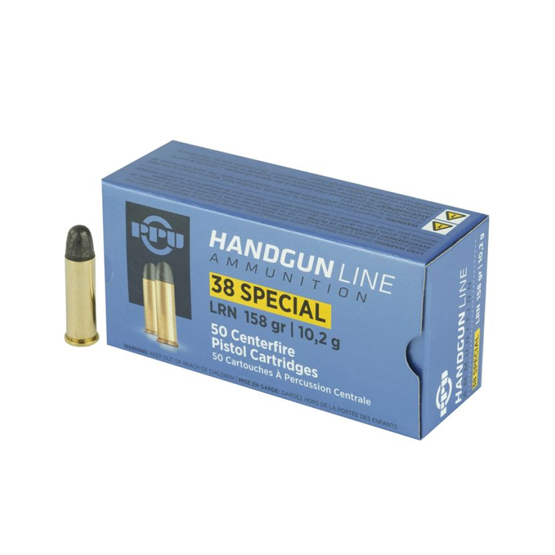 PPU 38 SPL 158gr LRN Centrefire Ammo - 50 Rounds