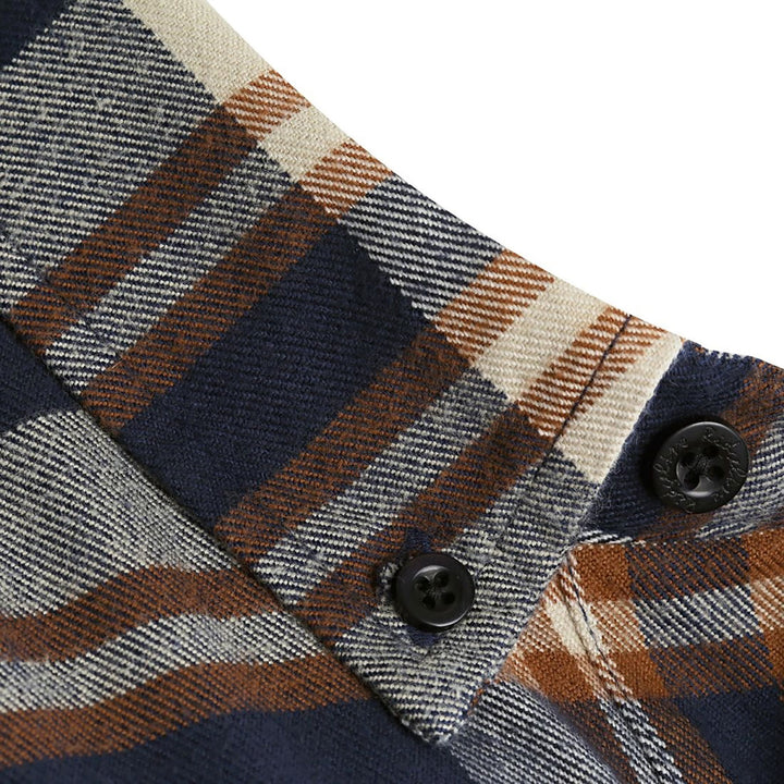 Ridgeline Organic Check Shirt - Navy/Brown