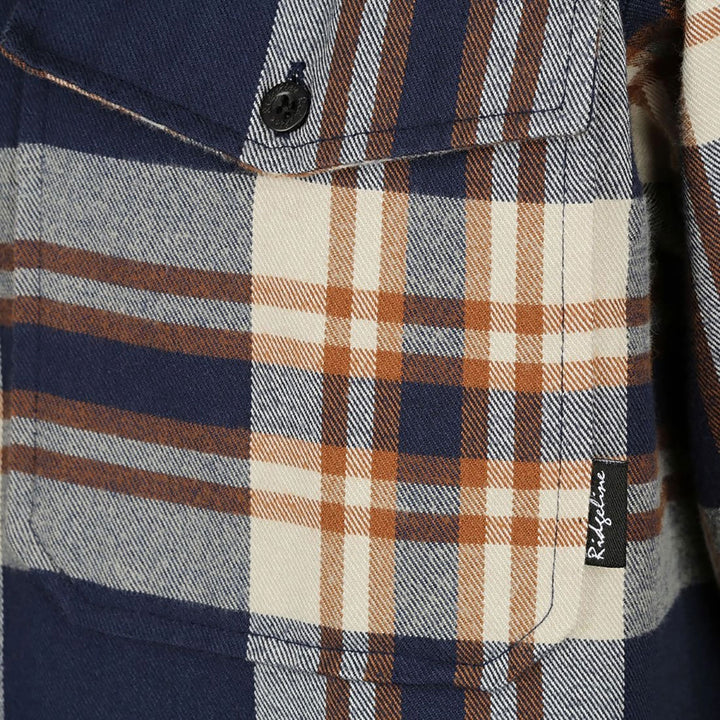 Ridgeline Organic Check Shirt - Navy/Brown