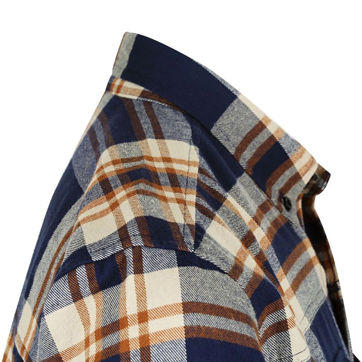 Ridgeline Organic Check Shirt - Navy/Brown