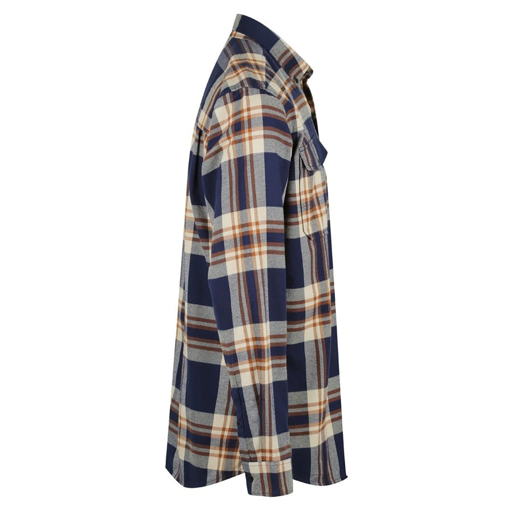 Ridgeline Organic Check Shirt - Navy/Brown