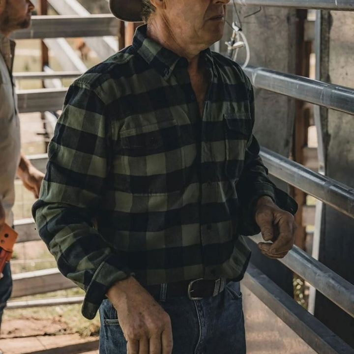 Ridgeline Mens Organic Check Shirt - Green