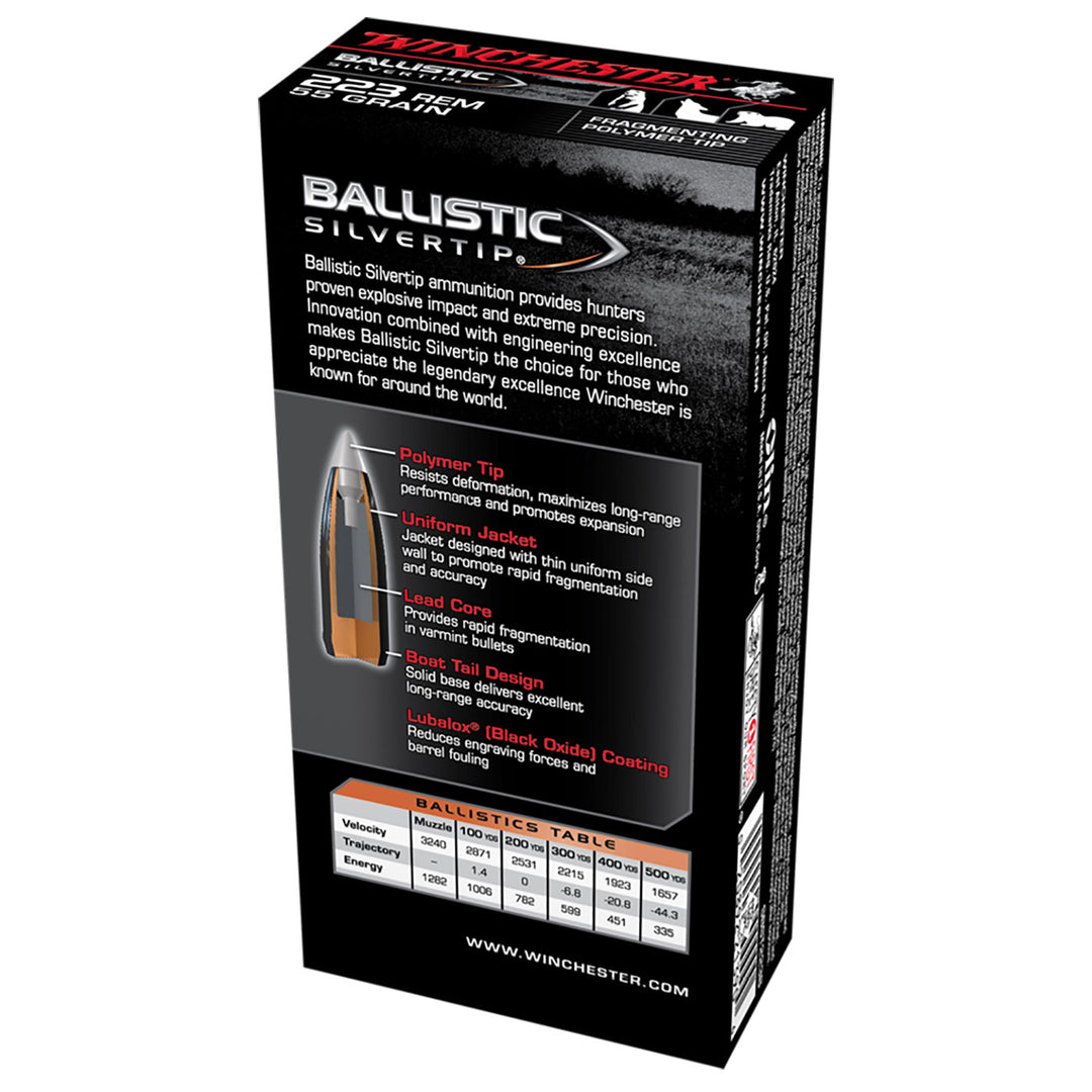 Winchester Polymer Silver Tip Centrefire Ammo - 20 Rounds .223 REM