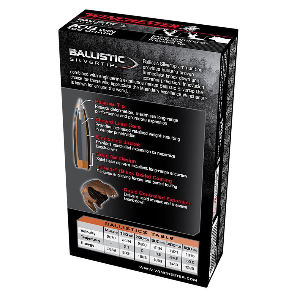 Winchester Ballistic ST 308Win 168gr PT Ammo - 20 Rounds .308 WIN