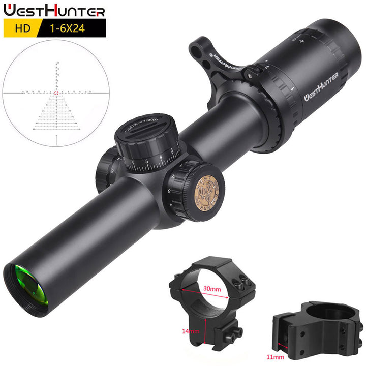 WestHunter HD 1-6x24 SFP Rifle Scope - Illuminated Reticle Black