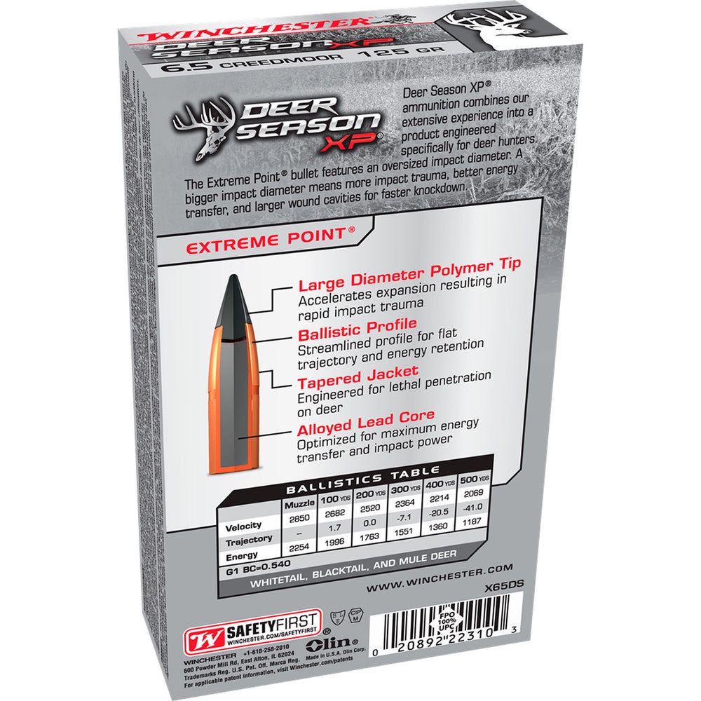 Winchester Deer Season 6.5 Creedmoor 125gr XP Ammo - 20 Rounds 6.5 CREEDMOOR