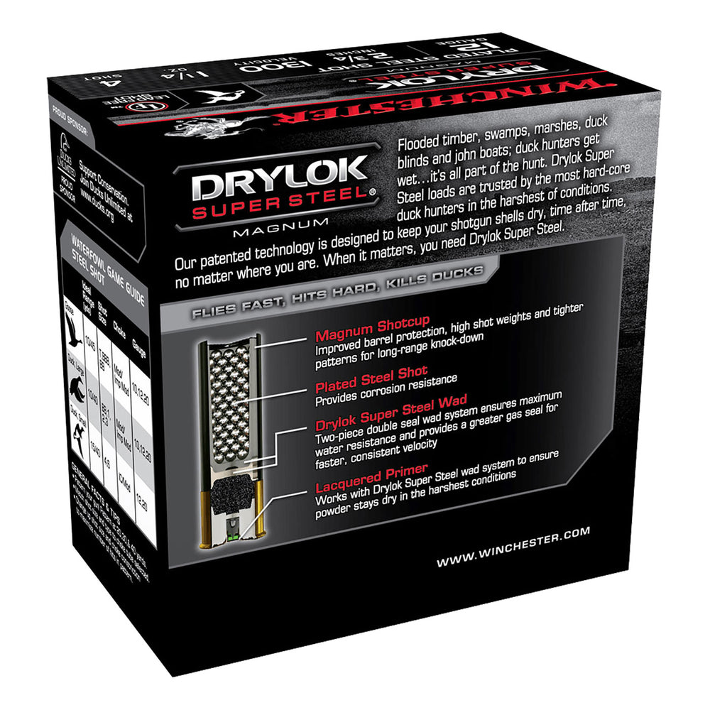 Winchester Drylok 12G 4 2-3/4in 36gm Shotshell - 25 Rounds 12 GAUGE