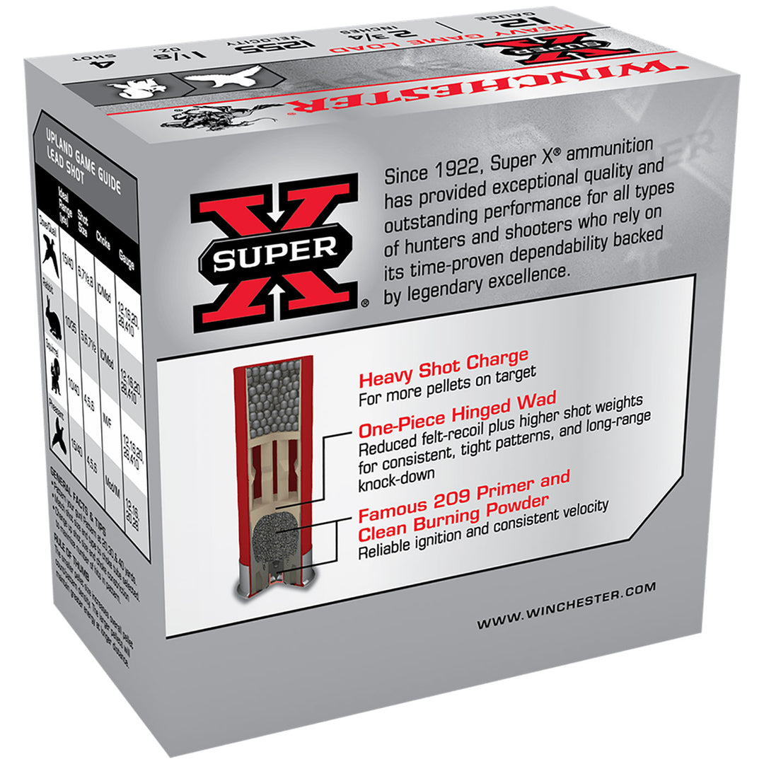 Winchester Super X 12G 4 2-3/4in 32gm Shotshell - 25 Rounds 12 GAUGE