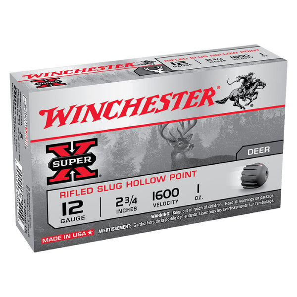 Winchester Super X 2-3/.4 Rifled Slug Hollow Point 12 Guage 28gram Shot Shell - 5 Rounds
