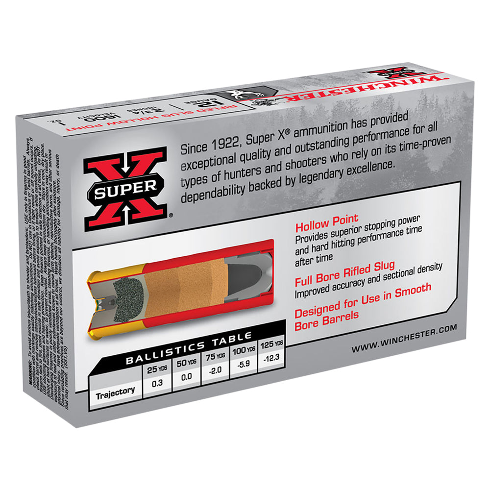 Winchester Super X 2-3/.4 Rifled Slug Hollow Point 28gram Shotshell - 5 Rounds 12 GAUGE