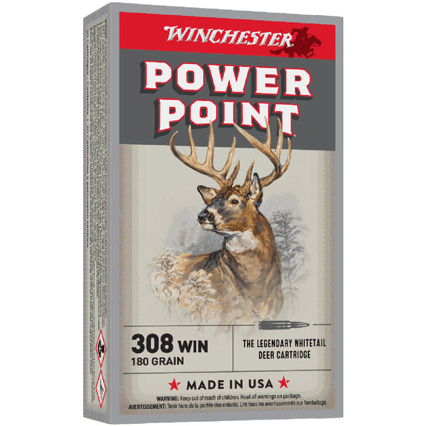 Winchester Power Point 180gr Centrefire Ammo - .308 WIN - 20 Rounds