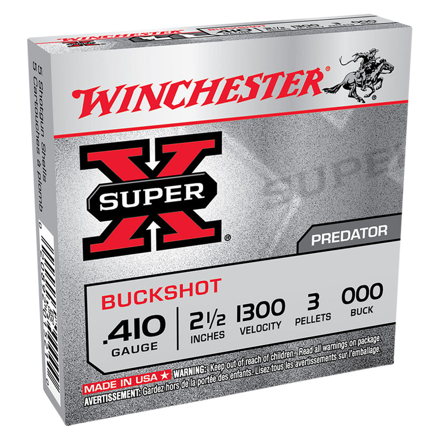 Winchester Super X 410G OOO 2-1/2 3 pellet Shotshell Ammo - 5 Rounds 410 GAUGE