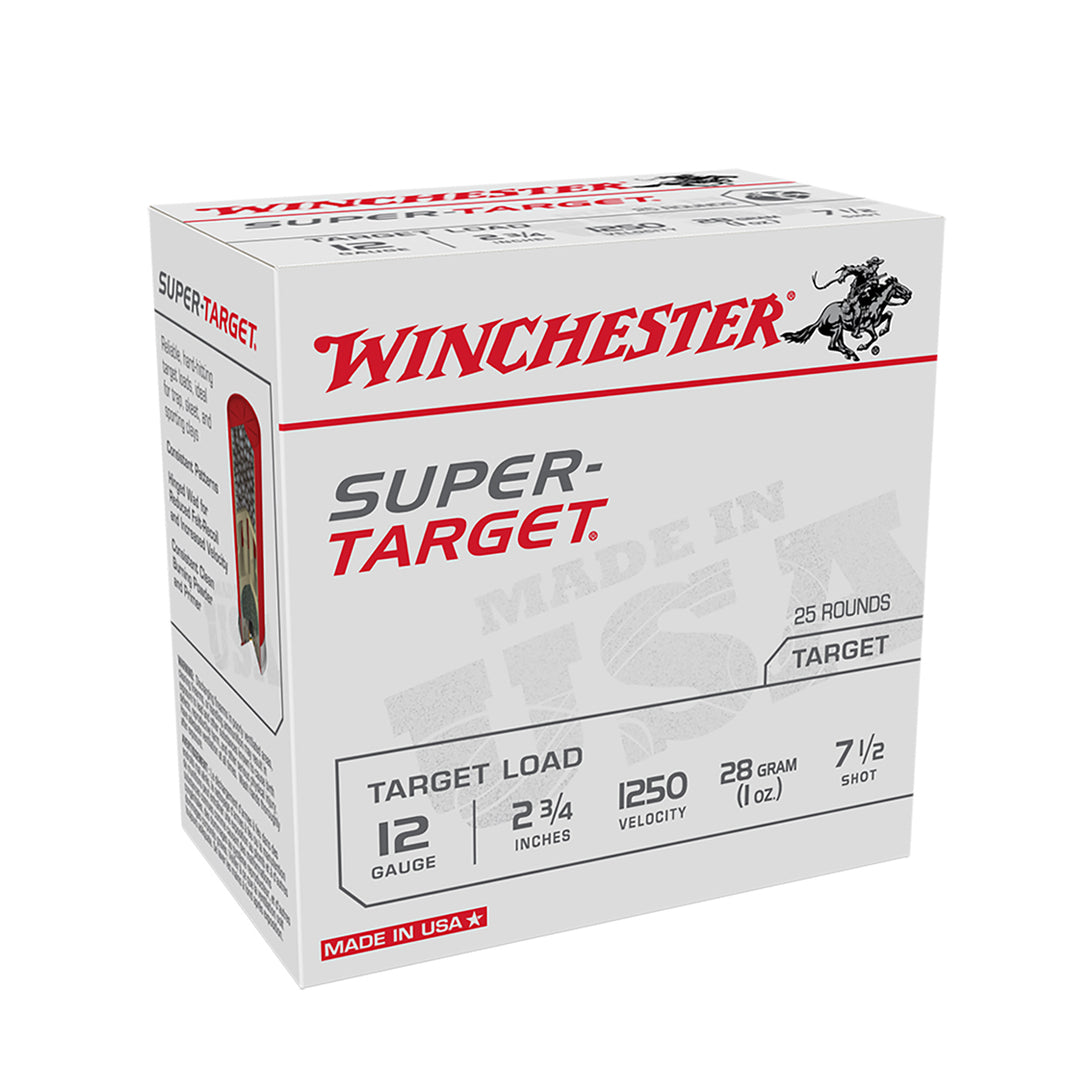 Winchester Super Target 12G 1250fps - Size 7.5 2-3/4in 28gm Shotshell - 25 Rounds 12 GAUGE