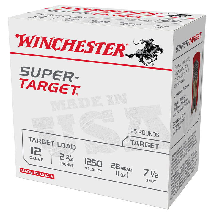 Winchester Super Target 12G 1250fps - Size 7.5 2-3/4in 28gm Shotshell - 25 Rounds 12 GAUGE