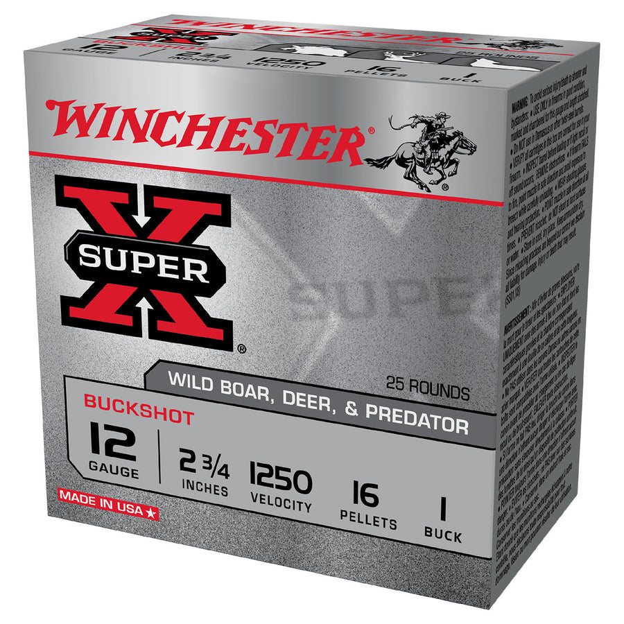 Winchester Buckshot 12G 1Buck 2-3/4in 16 pellet - 250 Round Slab